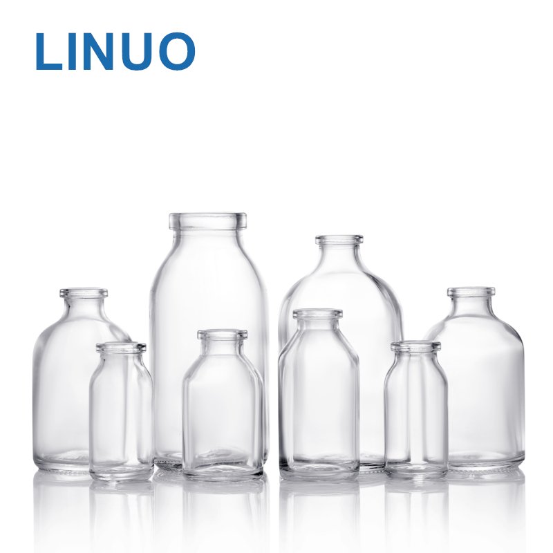 LINUO 7ml 10ml 15ml 20ml 50ml 100ml 250ml Clear Medical Borosilicate Custom Moulded glass bottle Supplier