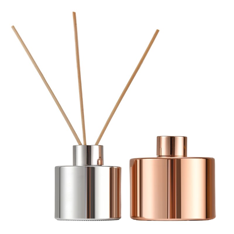 Customized colors round fat cylinder empty 80ml 120ml 200ml reed diffuser empty glass bottle for DIY home decoration