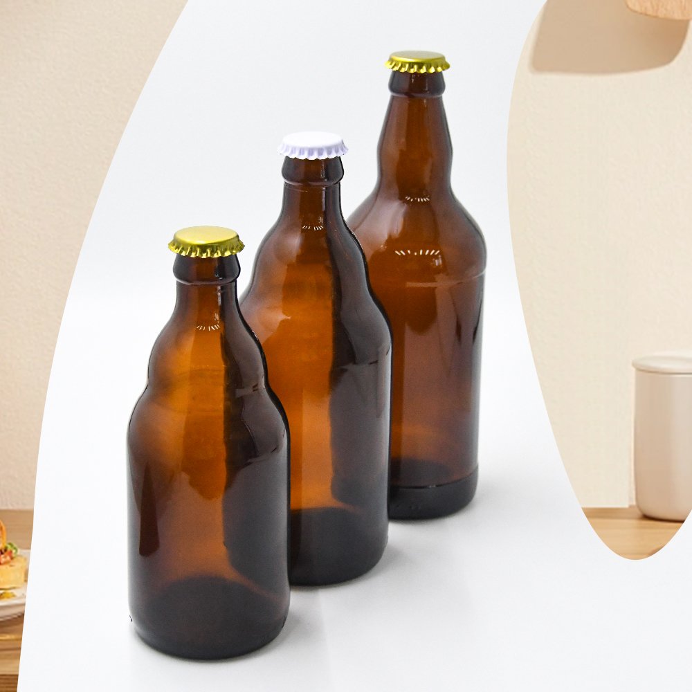 330ml 500ml Hot Selling Amber Glass Bottle Beer Bottle with Crown Cap for Beer Carbonated Drinks