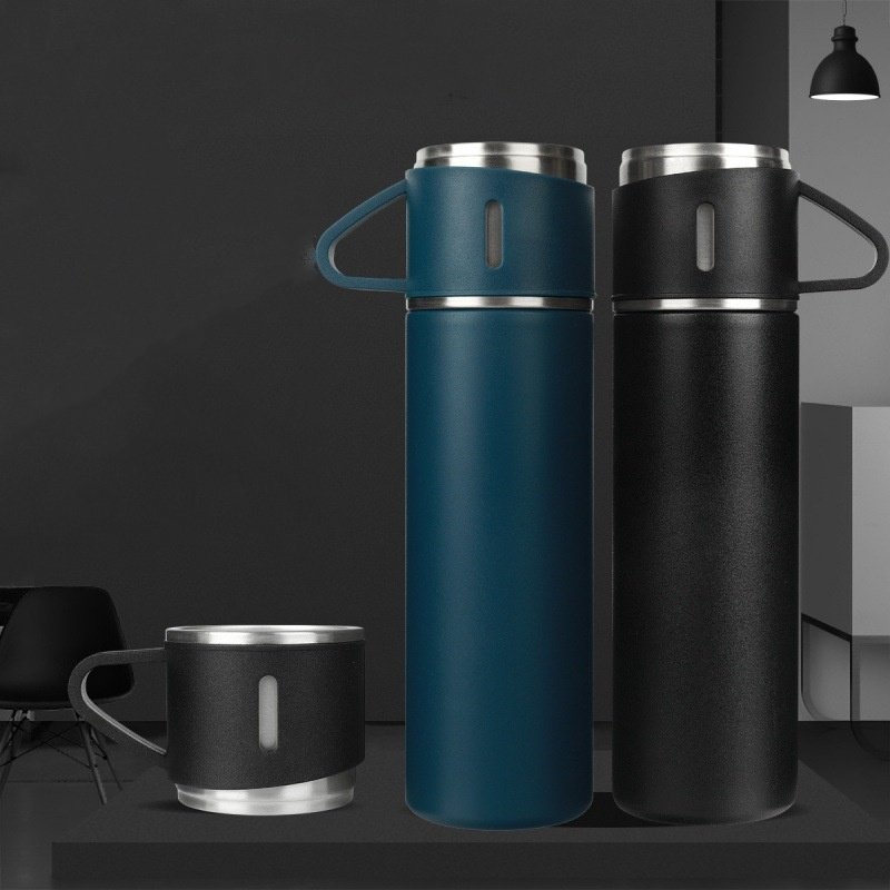 Double Wall Business Gift Vacuum Cup 500ml Stainless Steel Flask Set 500ml Drinking Water Bottle