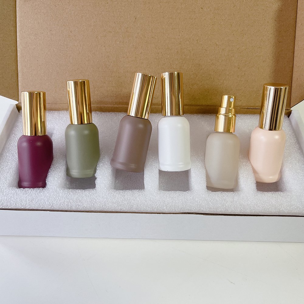 mist spray empty glass bottle 6 pcs one set 10ml morandi series glass perfume spray bottles box packaging promotion gift box set