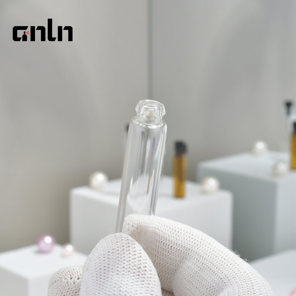 ANLN Refillable Mini clear perfume sample 1ml 2ml 3ml glass vial test bottle with plastic black Sticks