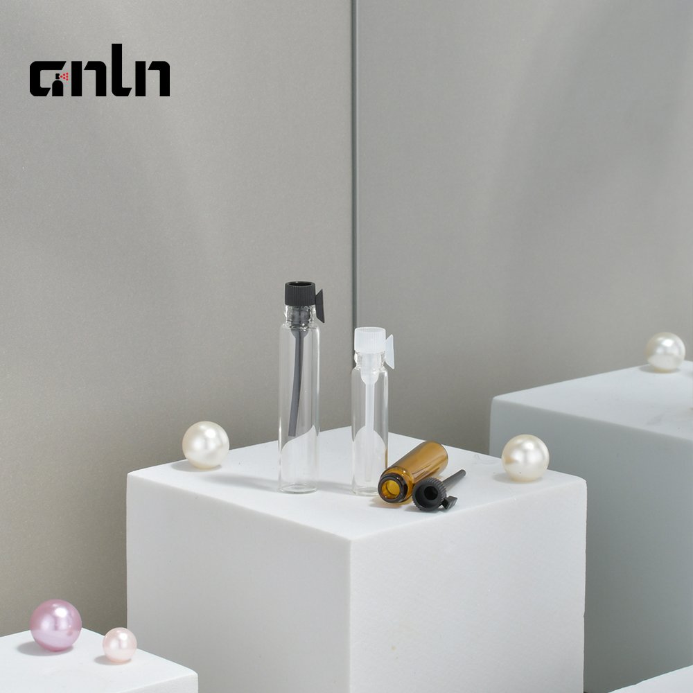 ANLN Refillable Mini clear perfume sample 1ml 2ml 3ml glass vial test bottle with plastic black Sticks