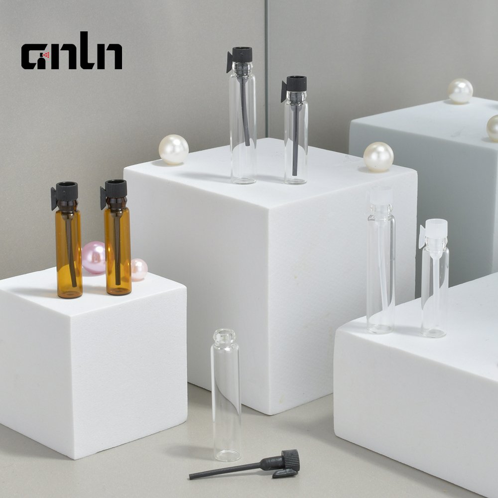 ANLN Refillable Mini clear perfume sample 1ml 2ml 3ml glass vial test bottle with plastic black Sticks