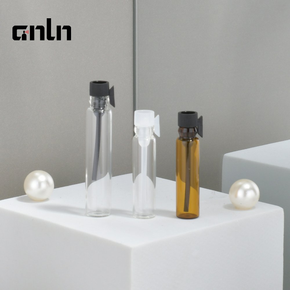 ANLN Refillable Mini clear perfume sample 1ml 2ml 3ml glass vial test bottle with plastic black Sticks