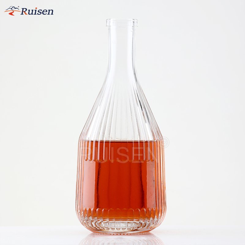 unique vertical stripes 500 ml 750 ml glass wine bottle sealed glass bottle with cork