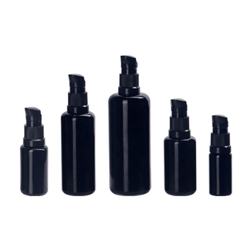 30 ml glass bottle black cosmetic bottles 30ml lotion pump dispenser pump bottle