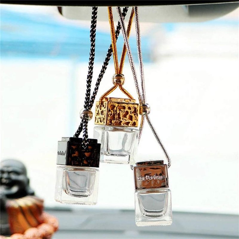 8ml Empty Square Shaped Gradient Color Perfume Hanging Car Pendant Diffuser Glass Bottle Perfume Diffuser Bottle