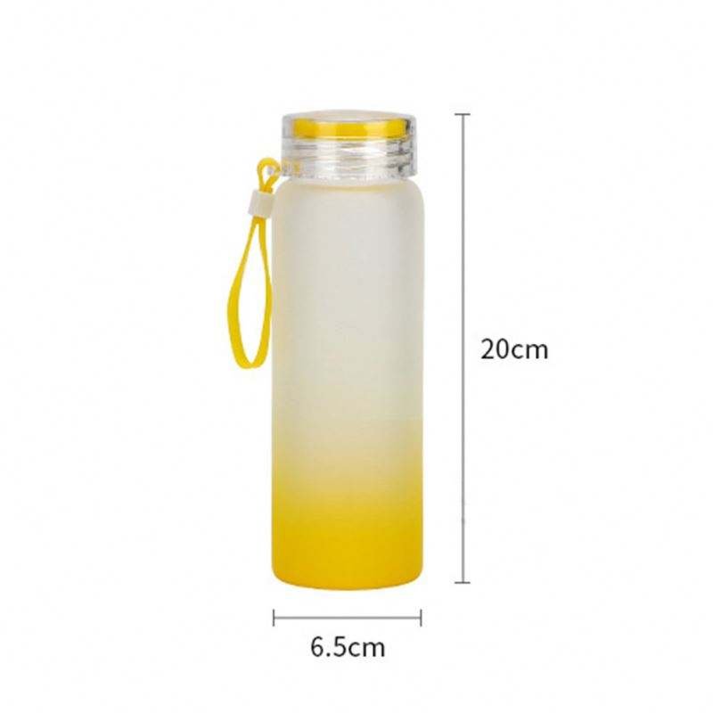 Portable Sport latest custom logo drinking ombre mixed color 17oz water glass bottle 500ml water for sublimation heat press