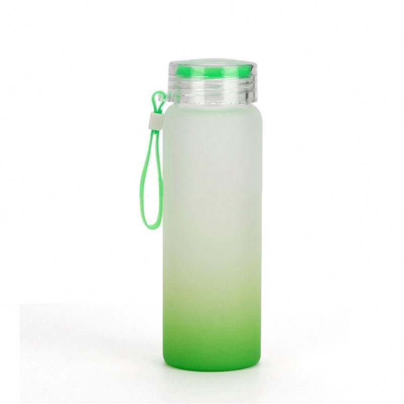 Portable Sport latest custom logo drinking ombre mixed color 17oz water glass bottle 500ml water for sublimation heat press