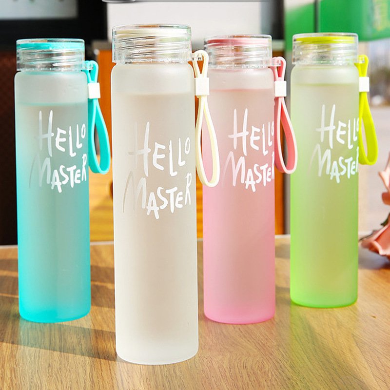 Wholesale 500ml Sublimation Blank Colorful Matte Frosted Glass Sublimation Water Bottle with Handle