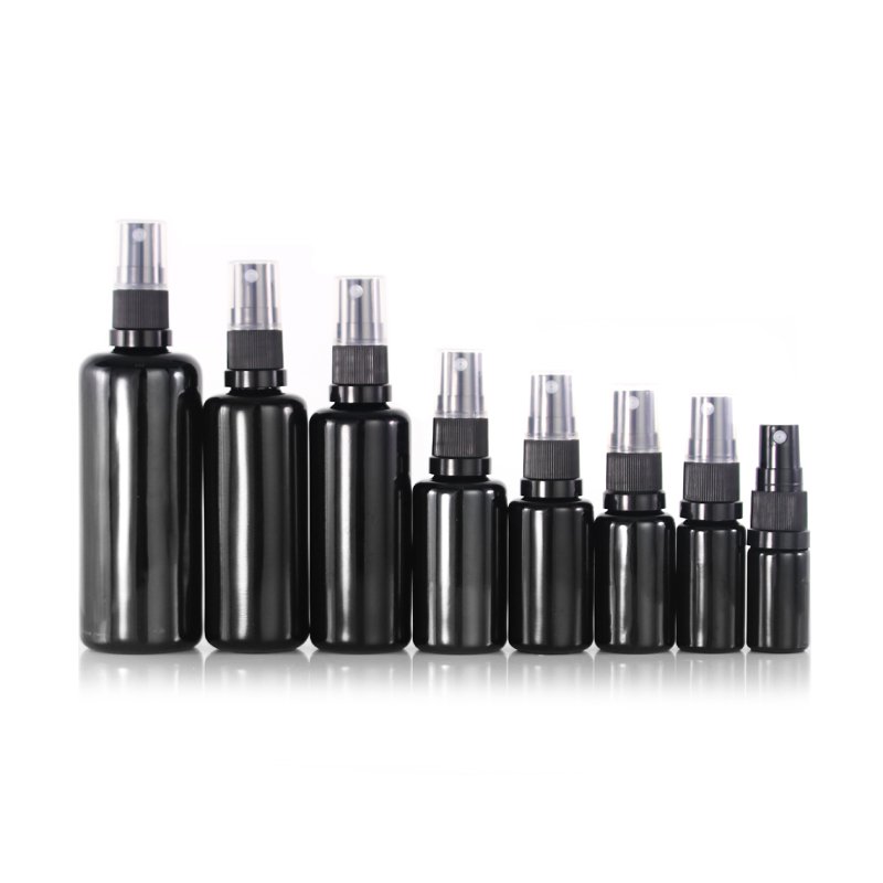 In Stock Manufacturers Black Glass Bottle Black Glass Pump Bottle Purple Glass Bottle and Jar Round Shoulder