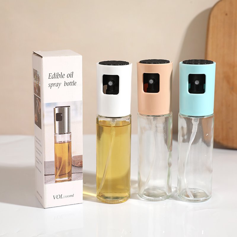 Deluxe 100ml Glass Macaron Color Spray Bottle Classic Eco-Friendly Kitchen Food Storage Boxed Packaging Flexible Oil Party