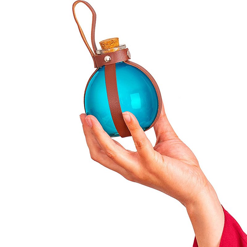 Halloween Cosplay Dark Magic Cork Potion Bottle Spherical Glass Bottle with Leather Belt Magic Potion Bottle