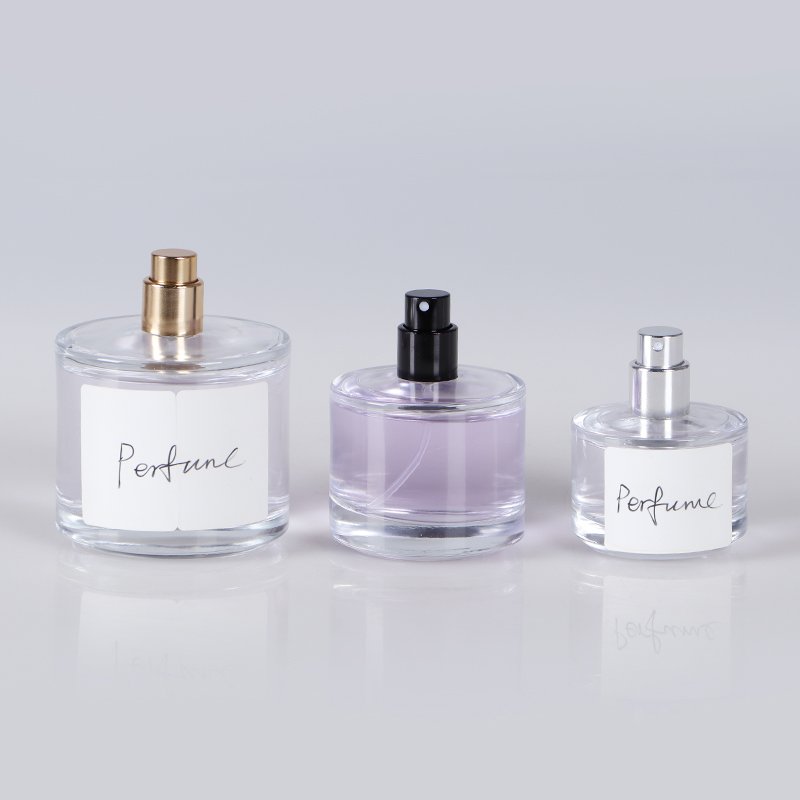 Suppliers price cylinder 100ml clear spray glass perfume bottle spray pump bottle with box