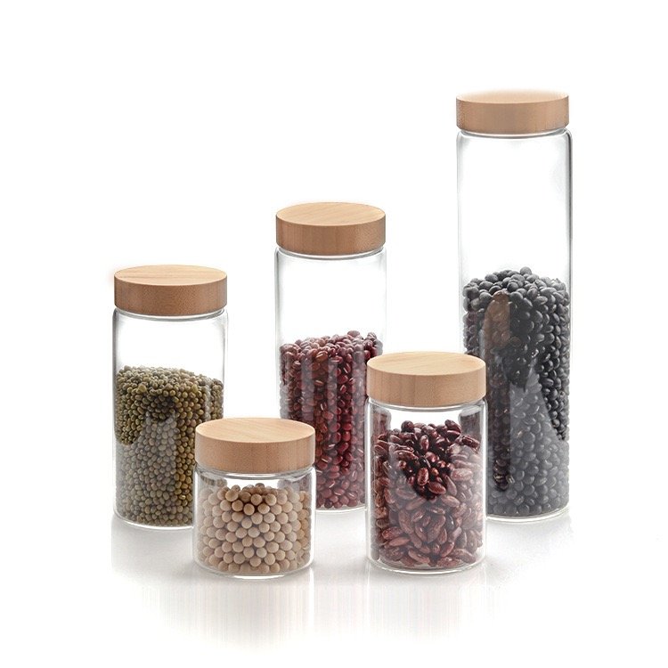 Wholesale Empty Small Glass Bottle 10ml 20ml 30ml 50ml Borosilicate Clear Tube Bottle Glass Bamboo Screw Cap Glass Bottle