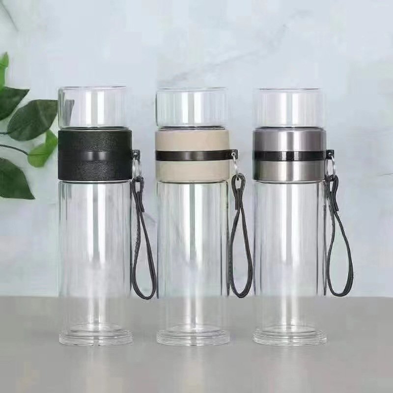 Infuser Tumbler with Filter and Tea Separator for Drinking Water Bottle Portable Leak Proof Tea Glass Double Wall Drink Glass