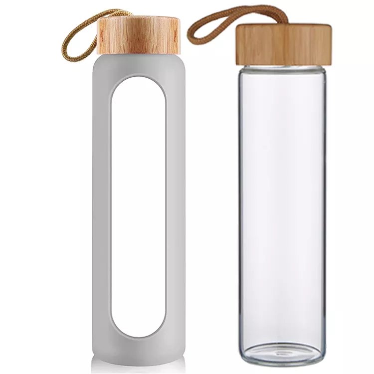 Fast dispatch office gallon premium glass bottle silicone sleeve 500ml 750ml 18oz 32o glass water bottles with custom logo