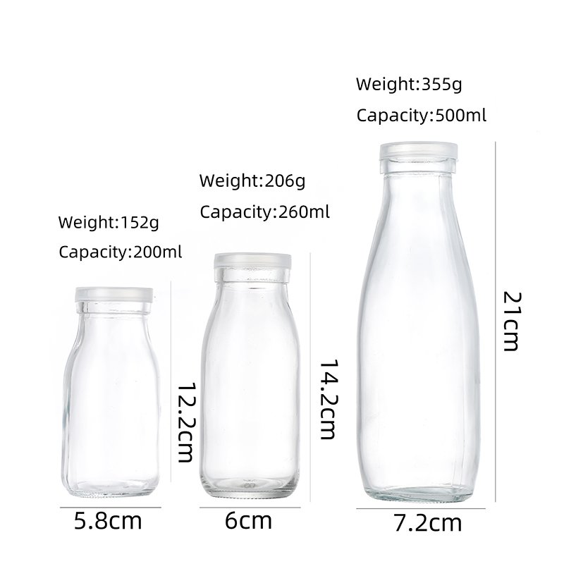 NCJ015 Empty Clear Milk Bottle Glass drinking glass bottle beverage glass jar