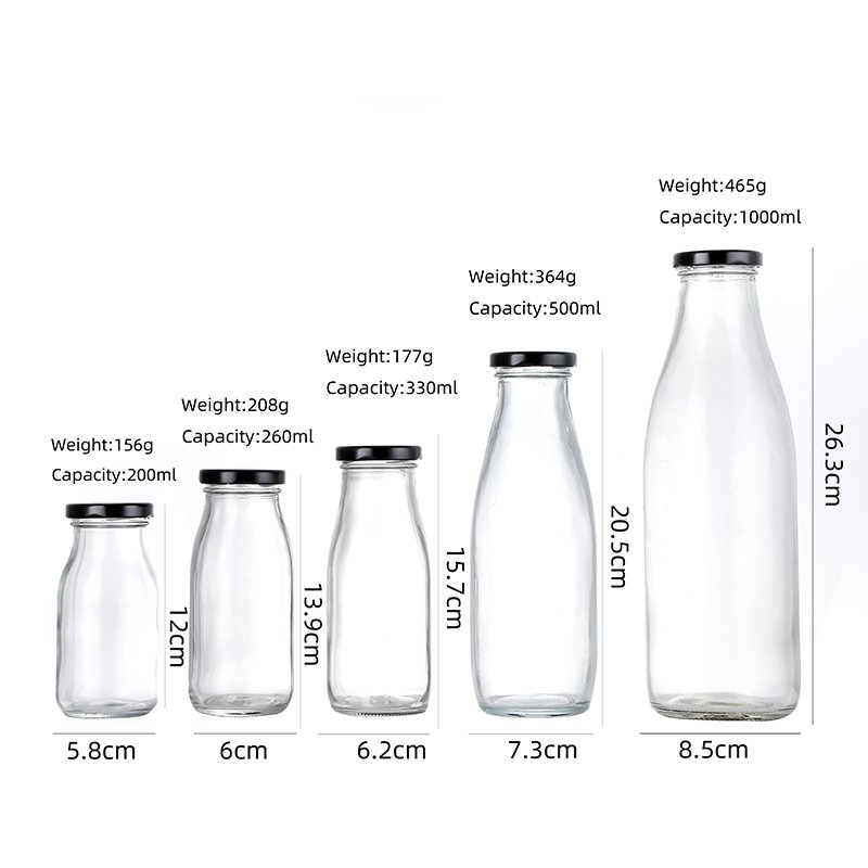 NCJ015 Empty Clear Milk Bottle Glass drinking glass bottle beverage glass jar