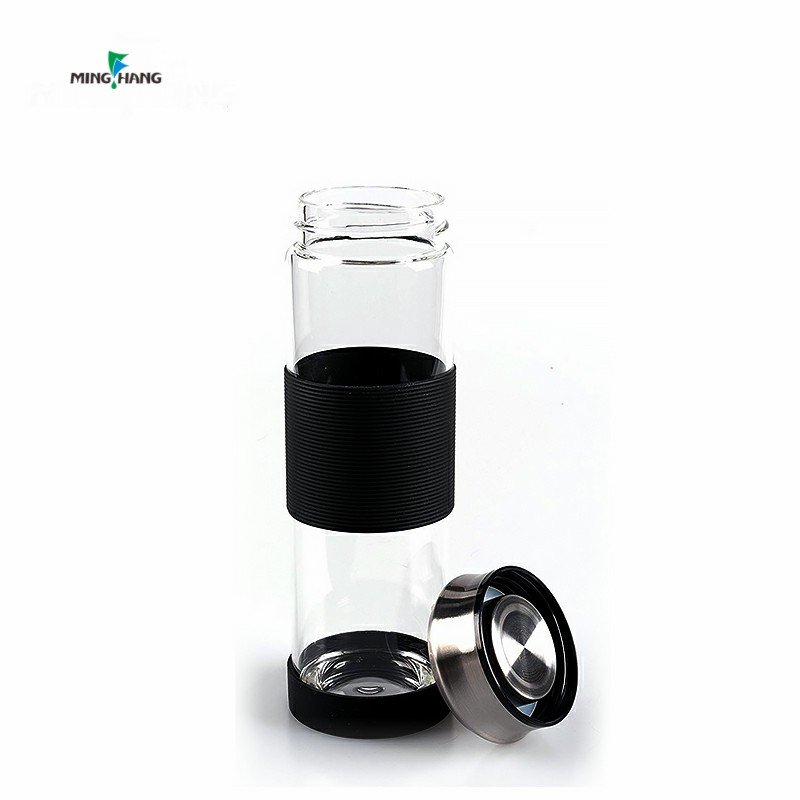 High quality borosilicate glass water bottles with screw lid