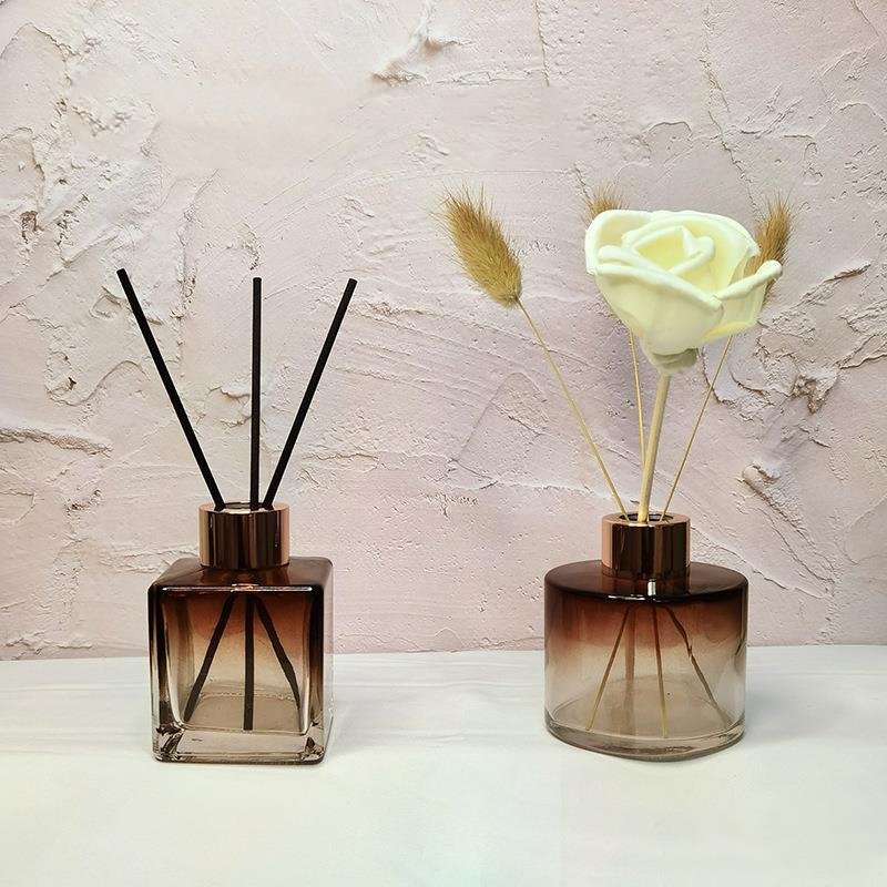 High Quality New Arrival 50ml 100ml Luxury Design Brown Empty Fragrance Aroma Essential Oil Square Reed Diffuser Glass Bottle