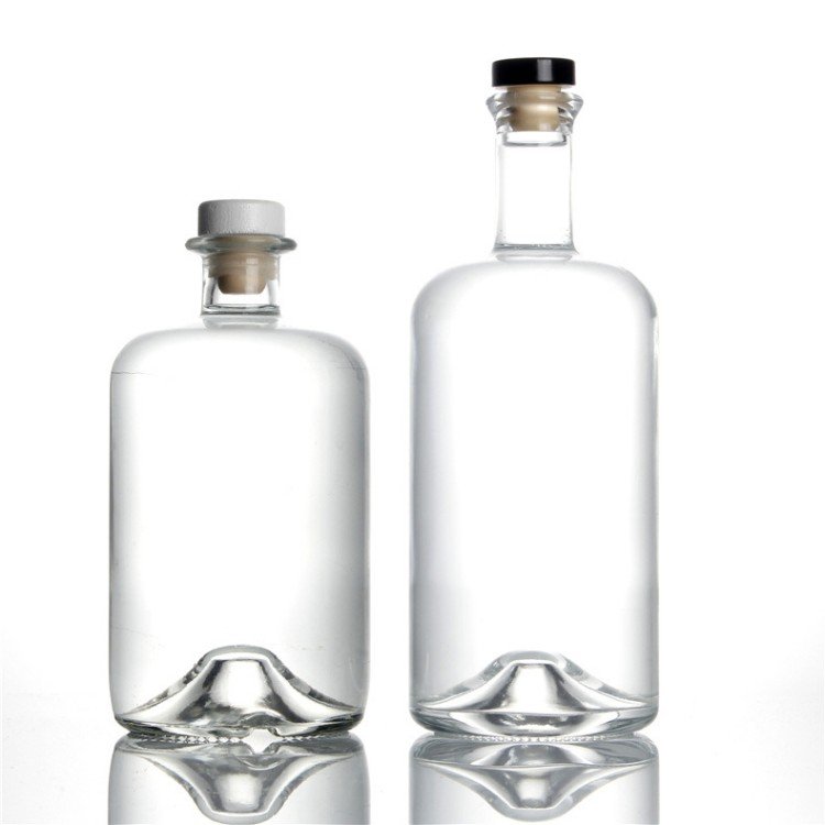 Wholesale Geneva Glass Bottle 375ml 750 ml Embossed Bottom Whisky Rum Tequila Gin Bottle