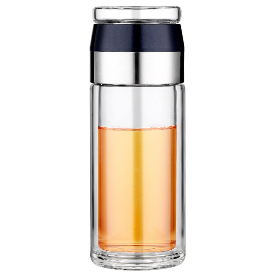Top quality custom portable double wall clear drinking cup borosilicate recycled tea glass bottle infuser