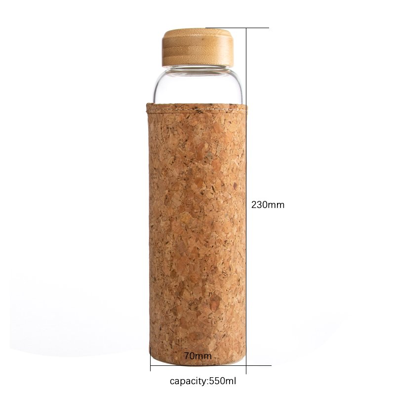 Custom Wholesale High Borosilicate Glass Bottle Bamboo Lid and Silicone Sleeve Glass Water Bottle with Wooden Bamboo Lids