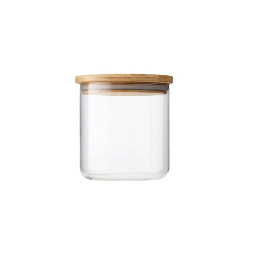 6.5cm 12pcs Set High Airtight Kitchen Food Storage Container Glass Spice Jar With Bamboo Lids
