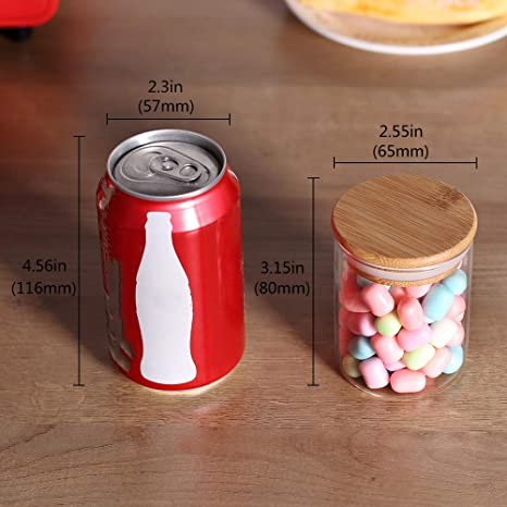 6.5cm 12pcs Set High Airtight Kitchen Food Storage Container Glass Spice Jar With Bamboo Lids