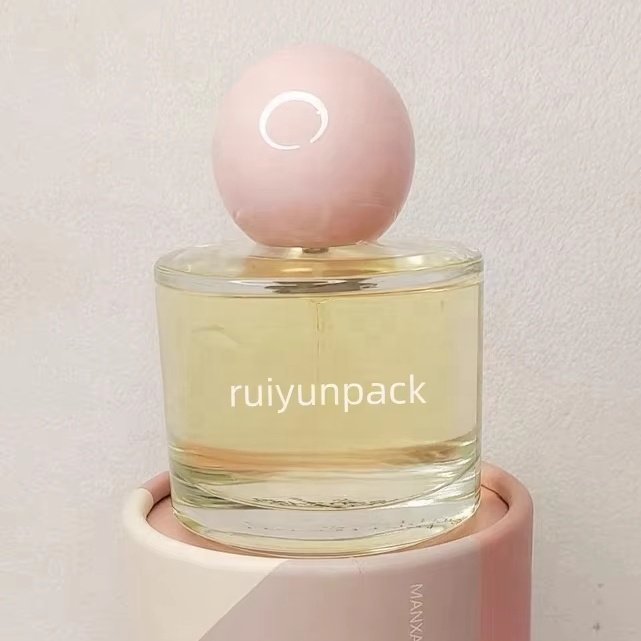 50ml round cylinder flat shoulder glass frosted liquid empty perfume bottles with box