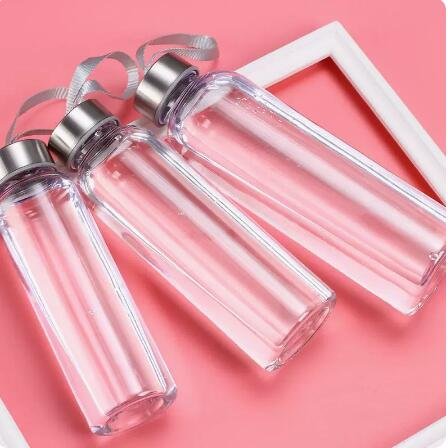 High quality transparent Glass bottle with water