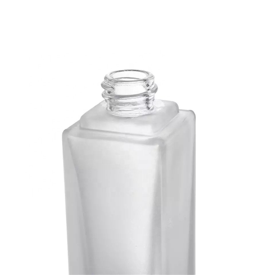 Berlin Packaging Liquid Foundation Essence Pump Lotion Cosmetic Small Bottle White Square 25ml Frosted Skincare Glass Bottles