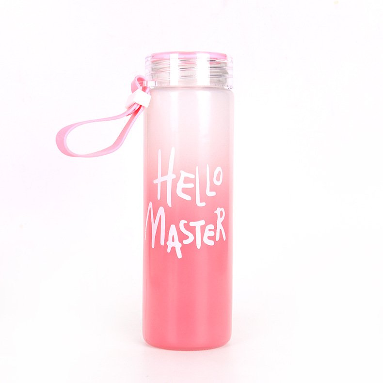 2022 new arrival Student couple frosted cup Custom LOGO Gradient plastic water bottle tumbler hello master gift cup