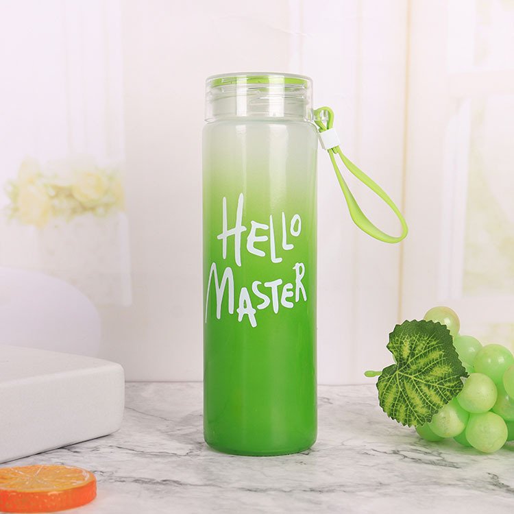 2022 new arrival Student couple frosted cup Custom LOGO Gradient plastic water bottle tumbler hello master gift cup