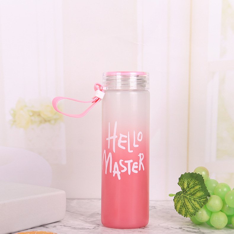 2022 new arrival Student couple frosted cup Custom LOGO Gradient plastic water bottle tumbler hello master gift cup