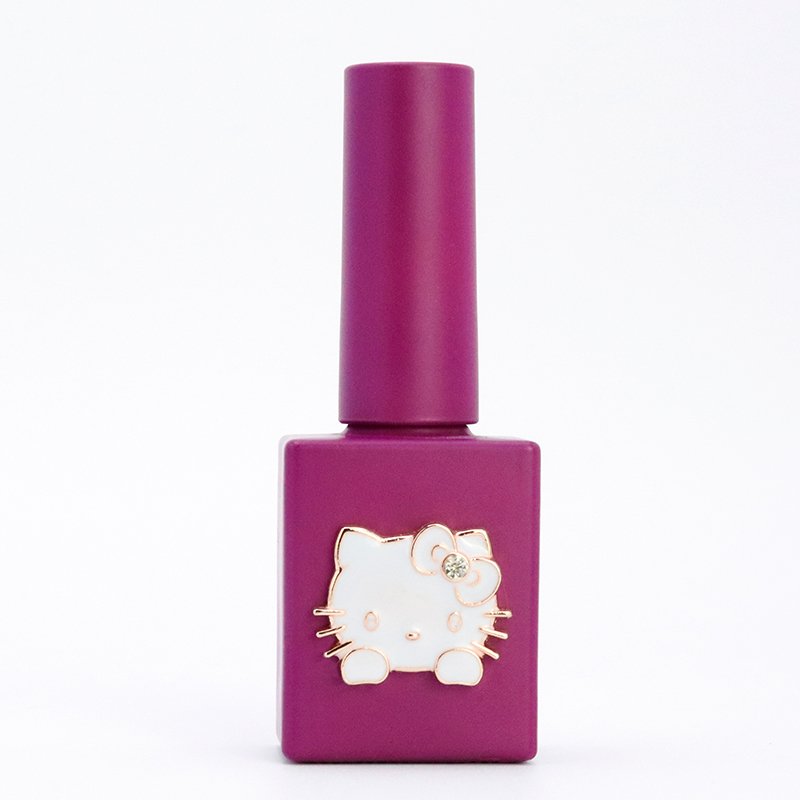 Anime Cute Label Custom Design Cat Kitten Charm 12ML Grey Empty Nail Polish Glass Bottle With Brush Cap