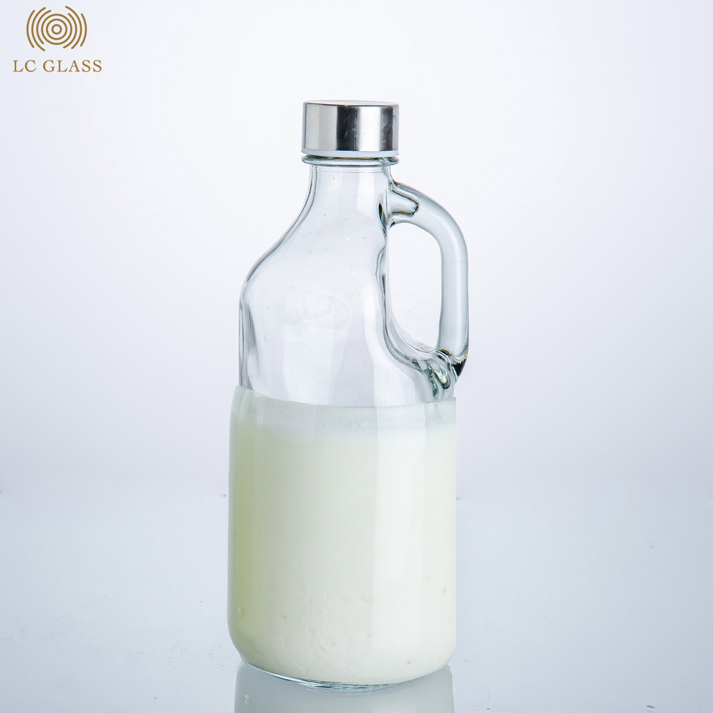 Wholesale cheap milk glass bottle 1 liter with metal lid