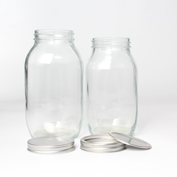 Clear Wide Mouth Mason Jars Storage Jars Kitchen Storage Bottles & Jars Litre Glass Logo CLASSIC Handmade Customized with Lid 1