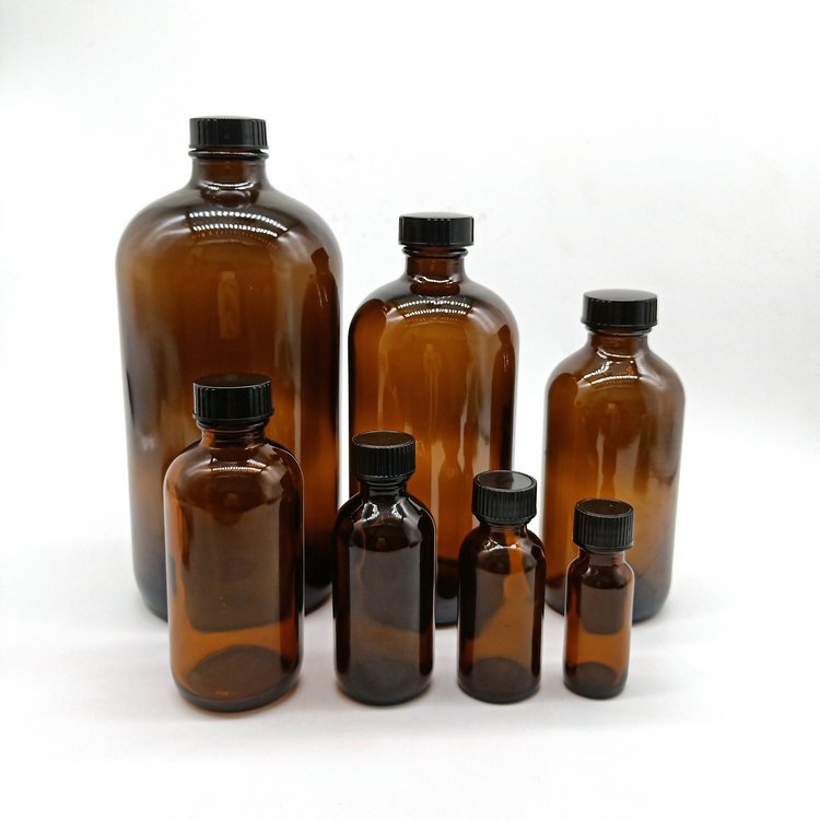 15ml boston round amber color glass bottles