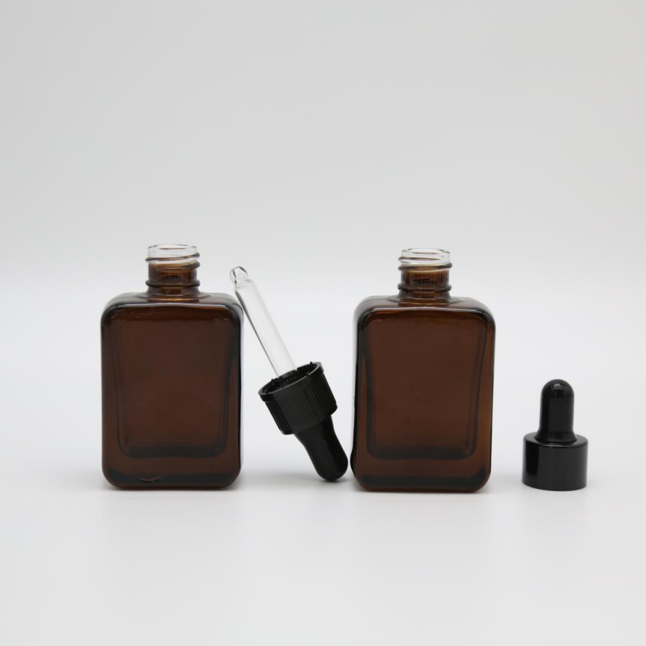 Good Quality 12ml Amber Square Glass Dropper Bottle For Essential Oil Serum Made In China