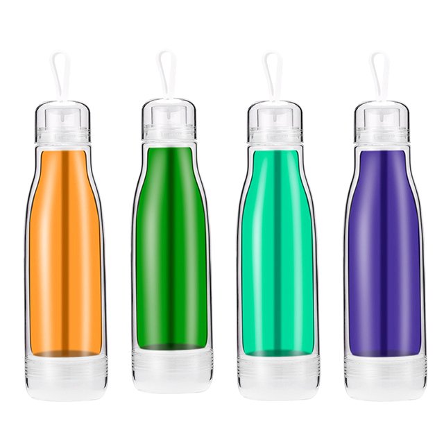 High Quality Double Wall Clear Tritan Sports Glass Bottle For Water