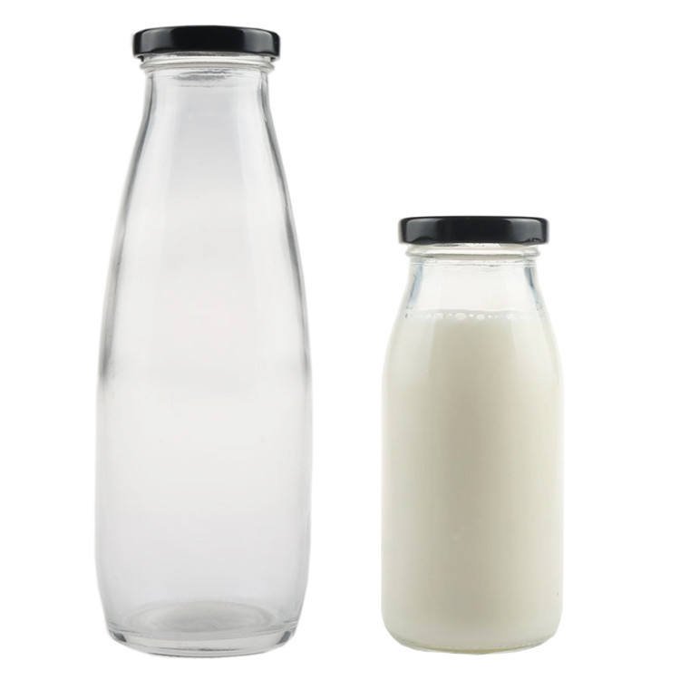 100ml 200ml 250ml 500ml Hot Sale Milk Yogurt Round glass bottle With Lids