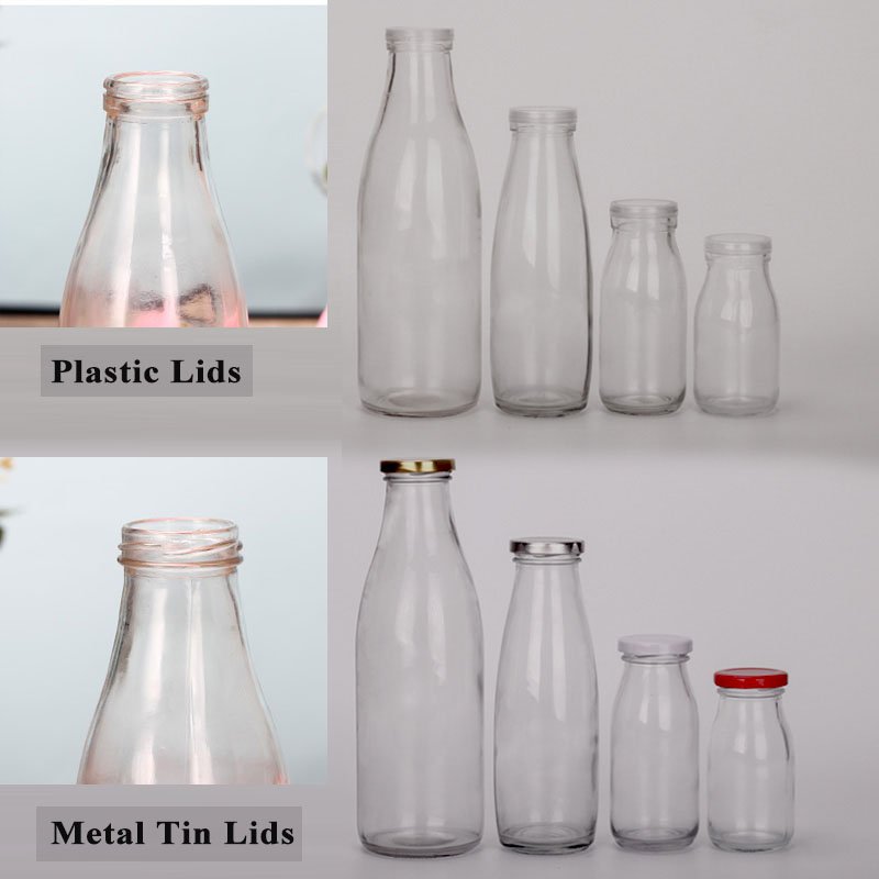 100ml 200ml 250ml 500ml Hot Sale Milk Yogurt Round glass bottle With Lids