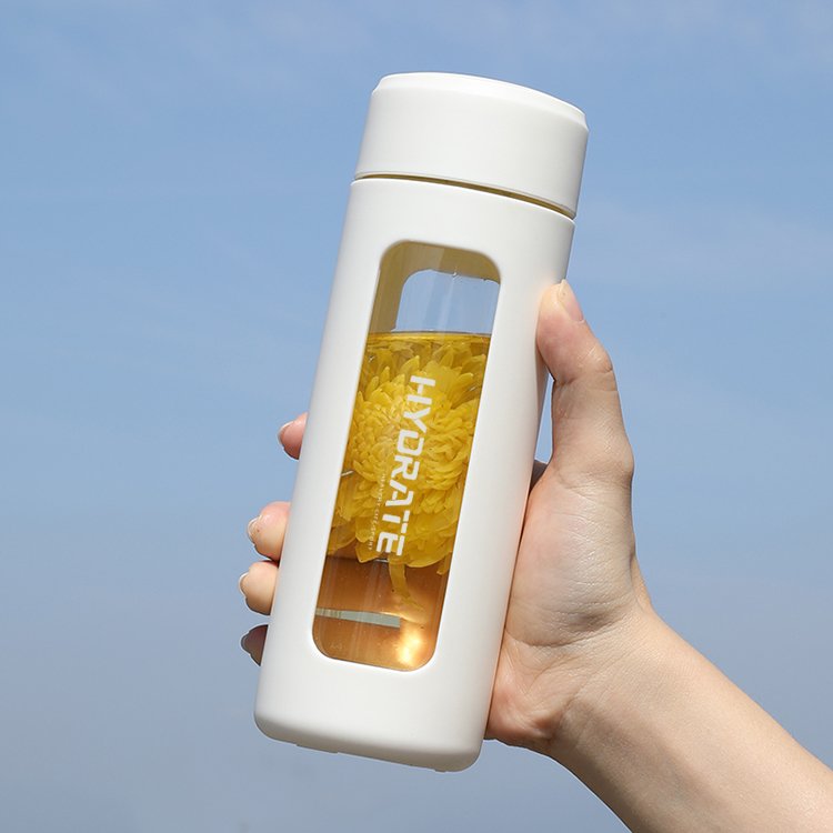Wholesale Travel Outdoor Water Bottles Best Selling Products 380ml Custom Clear Borosilicate Glass Water Bottle