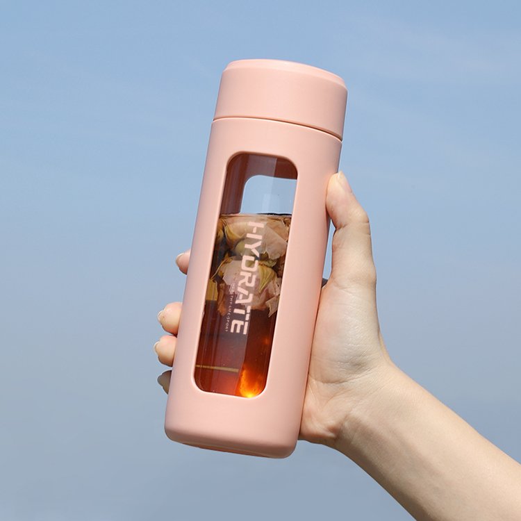 Wholesale Travel Outdoor Water Bottles Best Selling Products 380ml Custom Clear Borosilicate Glass Water Bottle