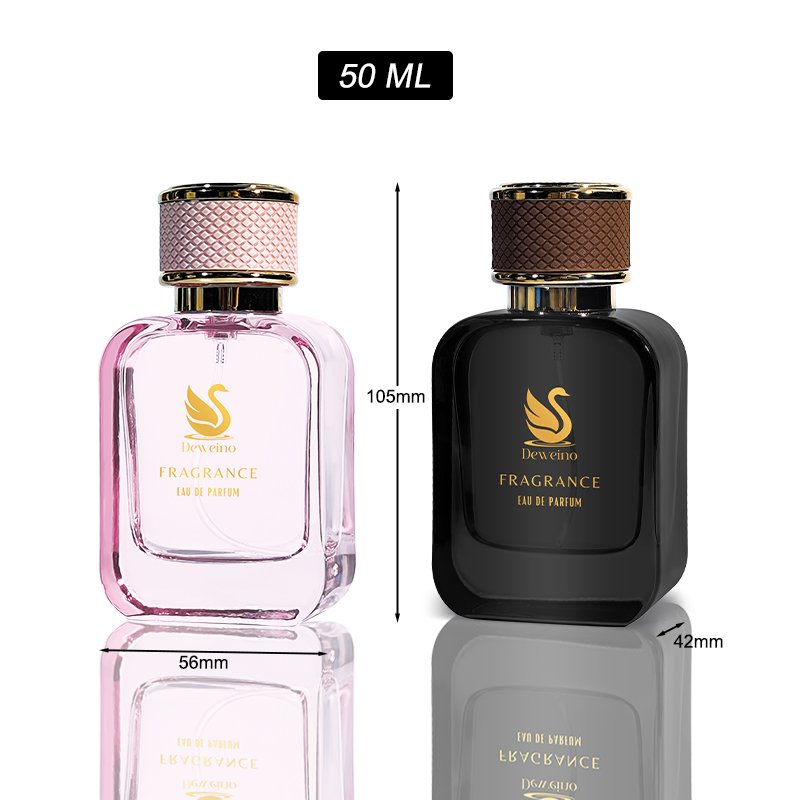 Best Selling Square Perfume Bottle Black 50Ml Perfume Glass Bottle Luxury Perfume Bottle With Gift Box Packaging