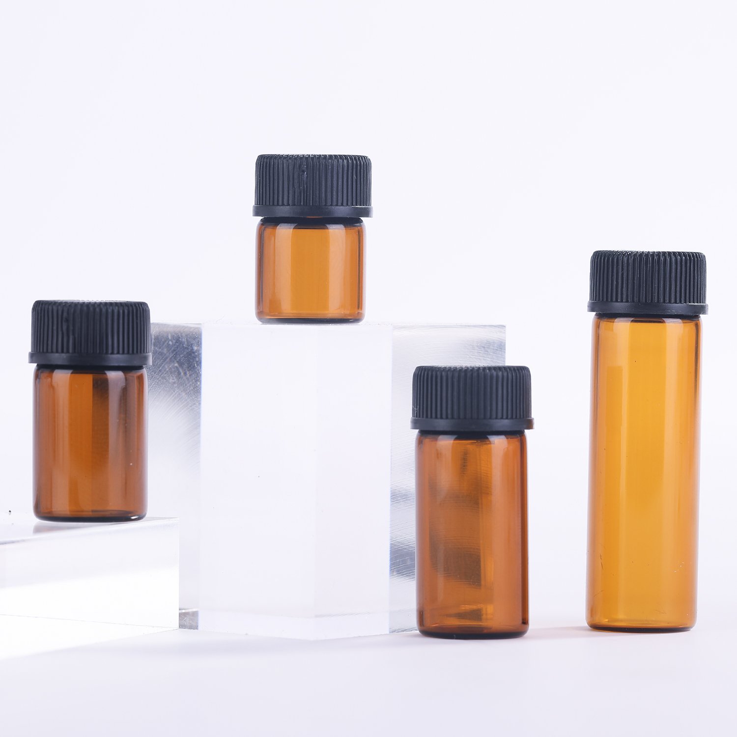 Capacity 1ml 2 ml 3 ml Liquid Sample Packaging Amber Glass Bottles Vials With Black Screw Cap