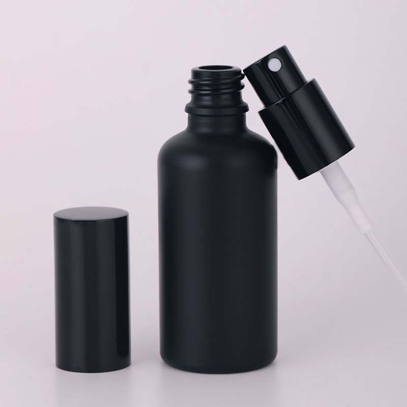Private Label Custom Logo Matte Black Spray Glass Bottle 100ml Cosmetic Spray Bottle Low Moq Cosmetics Black Glass Bottle Spray
